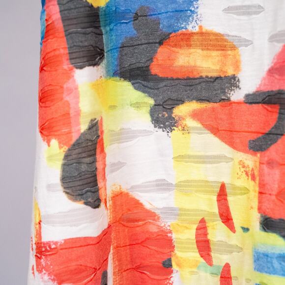 Jess & Jane Womens Colorful Cold Shoulder Tunic Top MEDIUM Wearable Art Abstract - Picture 3 of 6